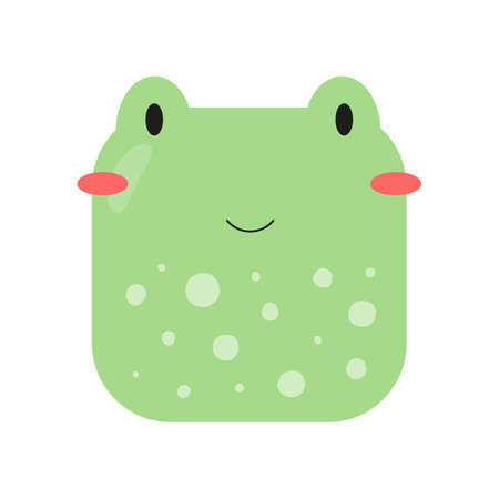 Square forest animal cartoon face. Cute icon frog. vector illustration.のイラスト素材