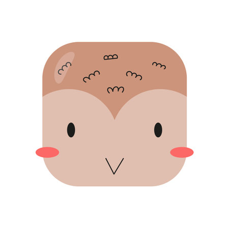 Square forest animal cartoon face. cute bird icon. vector illustration.のイラスト素材