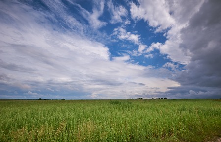 Storm over the fieldsの写真素材