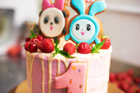 birthday cake closeupの写真素材