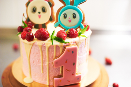 birthday cake closeupの写真素材