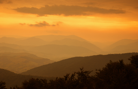 Sunset in mountainsの写真素材