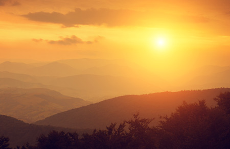 Sunset in mountainsの写真素材