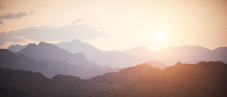 Mountains in the Sinai desert at sunsetの写真素材