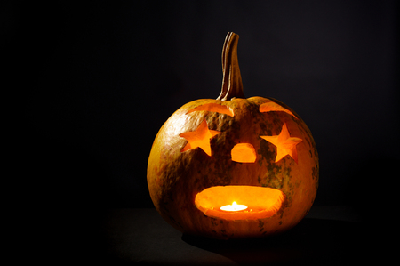 Halloween Pumpkin On A Black Backgroundの写真素材