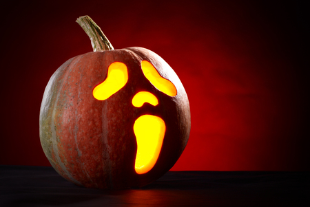 Halloween Pumpkin in a form of scream maskの写真素材
