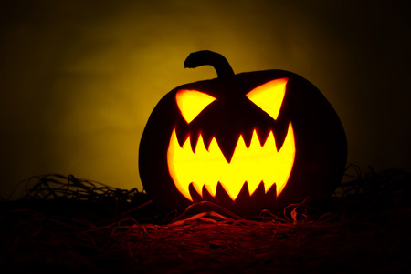 Halloween Pumpkin On A Black Backgroundの写真素材