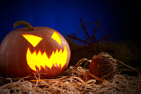 Halloween Pumpkin On A Black Backgroundの写真素材