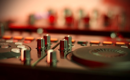 Sound mixing controller for hip hop dj to scratch records,mix live music tracks at night party.