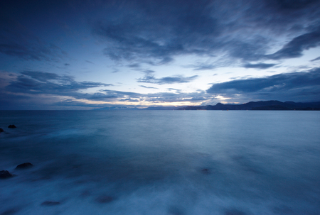 Colorful summer seascape. soft water at sunsetの写真素材