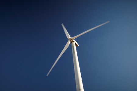 Wind power generation, Wind turbine against blue sky