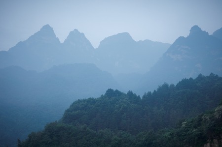 Sunrise at Wudang mountain in Hubei province, Chinaの写真素材