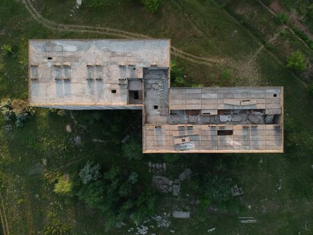 Abandoned construction site of residential building. drone photo.の写真素材