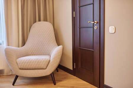 modern living room with modern chair and sofa. Real photo.の写真素材