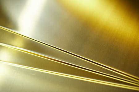 Many brass sheets, warehouse copper plates. close upの写真素材