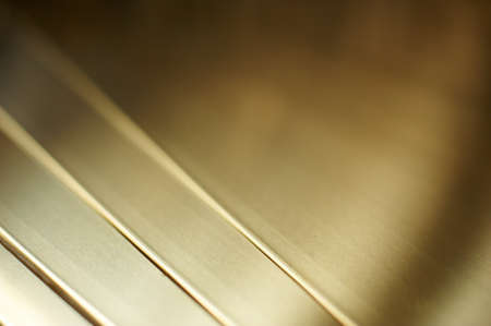 Many brass sheets, warehouse brass plates. close upの写真素材