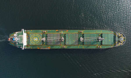 Large general cargo ship tanker bulk carrier, aerial viewの写真素材