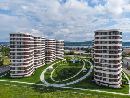 Modern office or residential building backgroundの写真素材