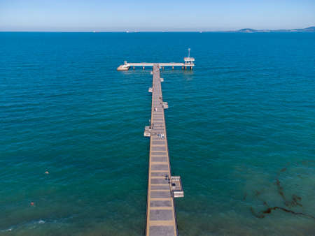 Aerial view of the pier of Burgas in Bulgariaの写真素材