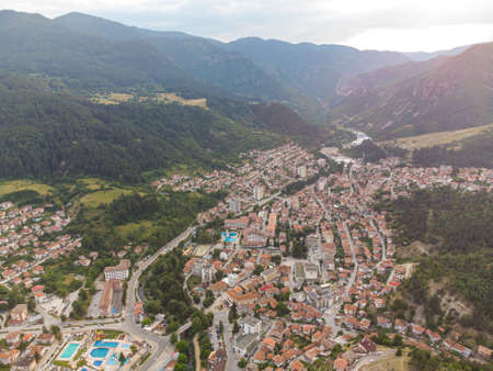 Devin, Bulgaria. Aerial view to the small city in the mountains.の写真素材