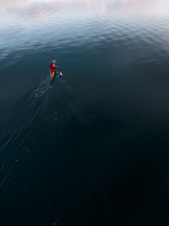 open water sport kayak aerial viewの写真素材