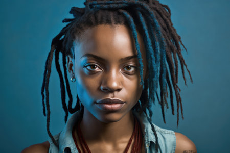 young woman with beautiful dreadlocks. Generative AIの素材