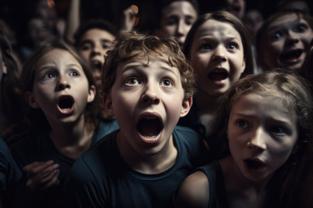 A crowd of screaming children can be a chaotic and overwhelming experience, as the high-pitched and piercing sounds can be difficult to tolerate. While it may be challenging to manage, it's important to remember that these children are likely expressing their excitement and enthusiasm, and with proper guidance, their energy can be channeled into positive experiences. Generative AIの素材