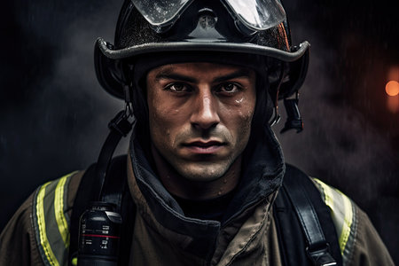 firefighter is shown wearing the uniform that symbolizes their bravery and dedication to saving lives and protecting property. AI Generative AIの素材