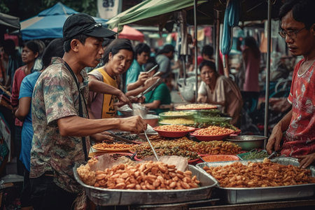asian street food candid people. AI Generative AIの素材
