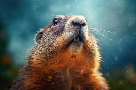 adorable marmot with curious gaze and furry features. Charm of this cute creature in stunning detail. AI Generative AIの素材