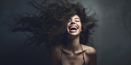 woman experiencing pleasure and happiness. Her facial expression reflects the orgasm she is experiencing. The beauty and harmony of the moment, allowing light and the joy inherent in such emotional experiences to shine through. Generative AIの素材