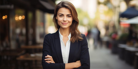 happy and confident businesswoman in the city outdoor. AI Generative AIの写真素材