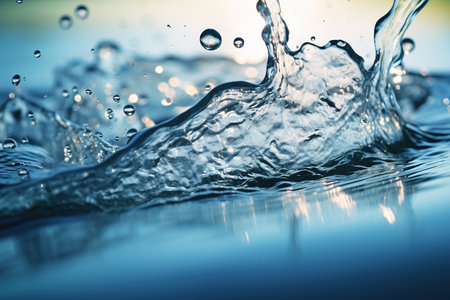 Close-up of an abstract water splash with selective focus. AI Generative AIの素材