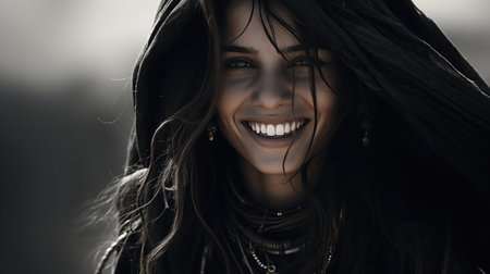 portrait of a young pretty gypsy woman.の素材