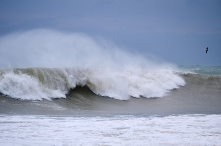 Raging huge waves during an incredibly powerful storm in the Black Seaの写真素材