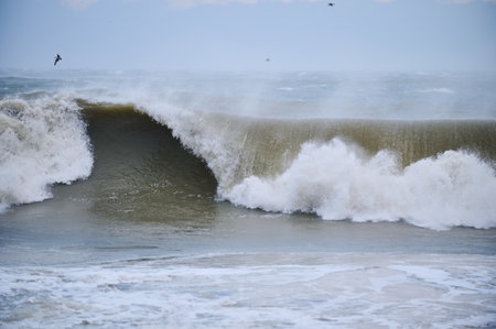 Raging huge waves during an incredibly powerful storm in the Black Seaの写真素材