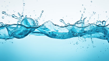 Abstract blue water splashes on a white background, creating a mesmerizing display of fluid motion and dynamic patterns.の素材