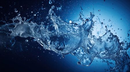 Abstract blue water splashes on a white background, creating a mesmerizing display of fluid motion and dynamic patterns.の素材