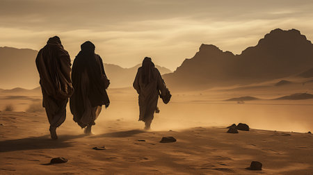 Bedouins are nomadic peoples who live in the deserts of North Africa and the Middle East.の素材
