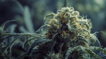 close-up shot of many marijuana leaves overlapping each other, creating a vibrant and lush green backgroundの素材