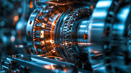intense heat and glow of the metal parts are captured up close, highlighting the precision and power of modern manufacturing processesの素材