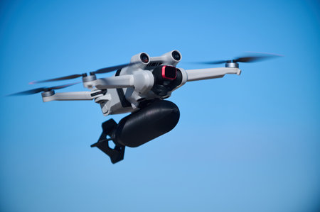 A civilian drone is flying in the sky