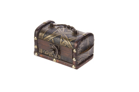 antique treasure chest isolated on white background 