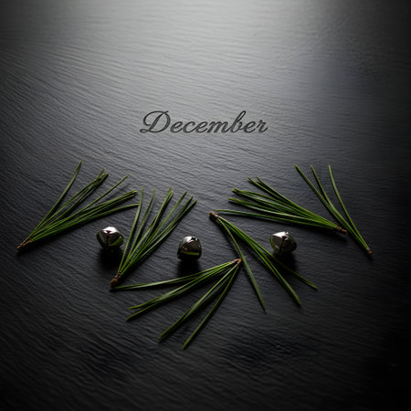 Pine needles on a black background with space for your text.の素材