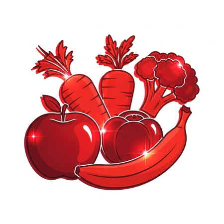Fruits and vegetables. Healthy food. Vector illustration for your designのイラスト素材