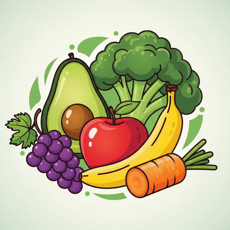 Vegetables and fruits. Healthy lifestyle. Vector illustration for your designのイラスト素材