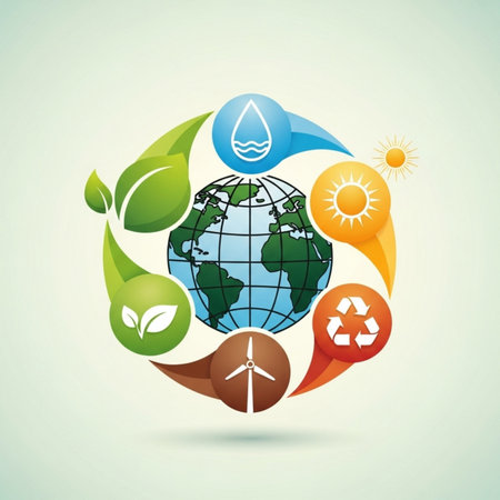 Ecology design over blue background, vector illustration.のイラスト素材