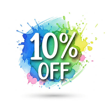 10 percent off. Watercolor splash on white background. Vector illustration.のイラスト素材
