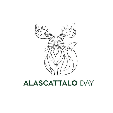 Minimalistic Line Drawing of Alascattalo for Alascattalo Day, Clean White Backgroundの素材