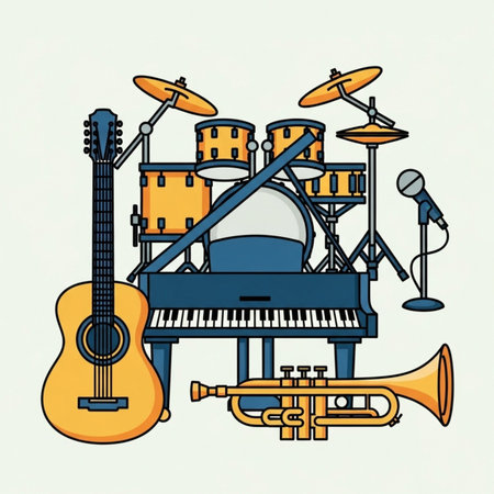 musical instruments design, vector illustration graphic  backgroundのイラスト素材